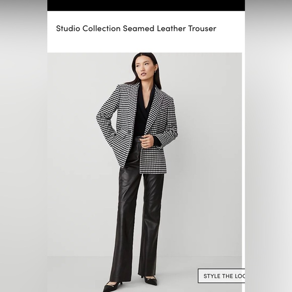 Ann Taylor Dark Brown Leather Flare Pants Size 12 - Picture 3 of 7